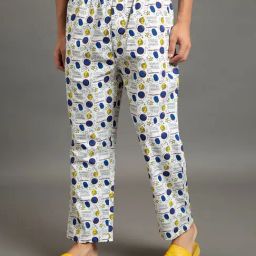 Bewakoof White Cotton Regular Fit Printed Nightwear Pyjamas-picture-23