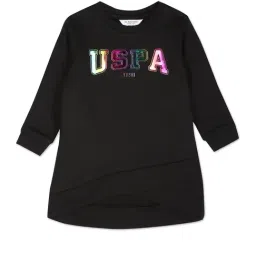 U.S. Polo Assn. Kids Black Printed Full Sleeves Sweatshirt Dress-picture-29