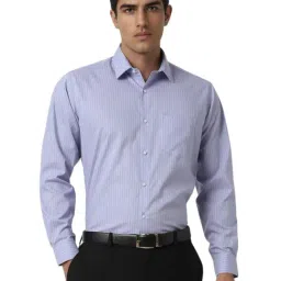 Van Heusen Blue Cotton Regular Fit Striped Shirt-picture-33