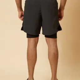 Globus Dark Grey Regular Fit Cotton Sports Shorts With Inner image 2