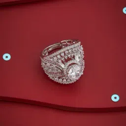 Kushal's Fashion Jewellery White Rhodium Polished Zircon Finger Ring for Women-image-97