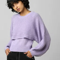 Only Purple Self Design Pullover image 1