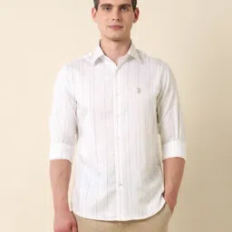 U.S. Polo Assn. Beige Cotton Regular Fit Striped Shirt-picture-47