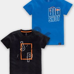 Codez Kids Black & Royal Blue Printed T-Shirt (Pack Of 2)-picture-1