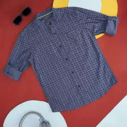 Pantaloons Junior Indigo Blue Cotton Printed Full Sleeves Shirt-picture-19