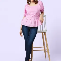 YU by Pantaloons Purple Cotton Self Pattern Top-image-4