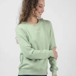 NUMERO UNO Sea Green Fleece Regular Fit Sweatshirt image 4