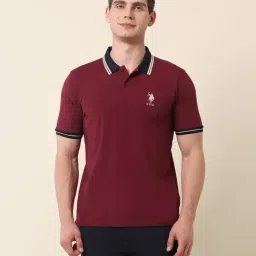 U.S. Polo Assn. Maroon Cotton Slim Fit Polo T-Shirt-picture-40