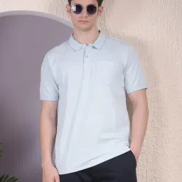 Crimsoune Club Blue Blended Regular Fit Solid Polo T-Shirt-picture-23