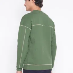 Guess Green Solid Crew Neck Full Sleeve Sweatshirt image 2