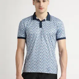 Reebok Blue Regular Fit Printed Sports Polo-image-7