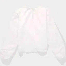 American Eagle Outfitters White Cotton Embroidered Crop Top image 4