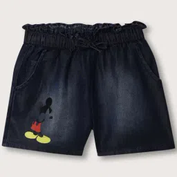 Blue Giraffe Kids Blue Cotton Printed Mickey Shorts-picture-44