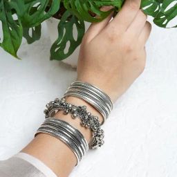 Teejh Silver-Plated Maalavi Stacked Bracelets for Women - Set of 3-picture-24