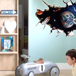 INDIAN ROYALS Navy Blue & White 3D Space Printed Self-Adhesive & Durable Wall Sticker-picture-8