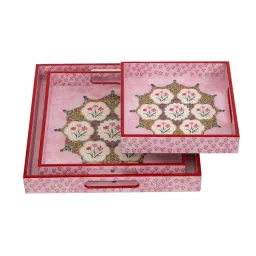 Home4U 'Floria' Pink Mdf Serving Tray Set image 2