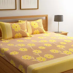 Romee Yellow 144 TC Bed Sheet Set image 1