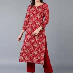 Vaamsi Maroon Printed Straight Kurta-image-59