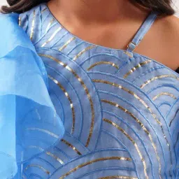 Lil Drama Kids Blue Cotton Embroidered Ghagra Cholis image 5