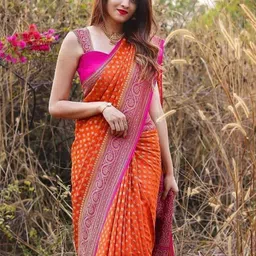 PHEASANT Woven Design Banarasi Saree With Blouse Piece image 4