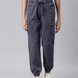 showoffff SHOWOFF Violet Cotton Regular Fit Mid Rise Cargo Jeans-picture-11