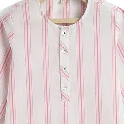 Tiber Taber Boys Striped Round Neck Pure Cotton Kurta With Trouser image 5