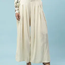 aarke Ritu Kumar White Floral Regular Fit Mid Rise Pants-image-6