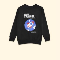 Pantaloons Junior Black Cotton Printed Full Sleeves Sweatshirt-picture-0
