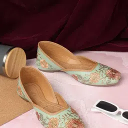 Iconics Women's Aqua Ethnic Juttis-picture-10