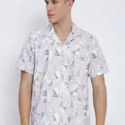 SHOWOFFFF Pink Relaxed Fit Abstract Print Shirt-image-34