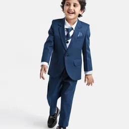 Robo Fry Full Sleeves Checkered Party Suits with Tie - Blue-picture-13