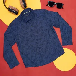 Pantaloons Junior Full Sleeves Seamless Floral Printed Shirt - Indigo Blue-picture-23