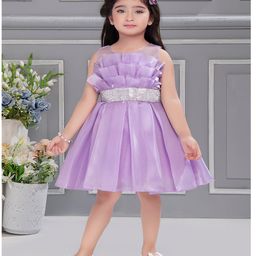 Ministitch Organza Sleeveless Box Pleated Party Dress   - Lilac-picture-49