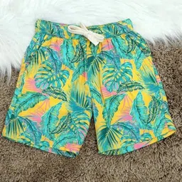 The Lion and the Fish Viscose Tropical Theme Printed Shorts - Yellow-picture-32