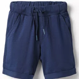 UCB Cotton Knit Knee Length Solid Colour Shorts - Navy Blue-picture-27