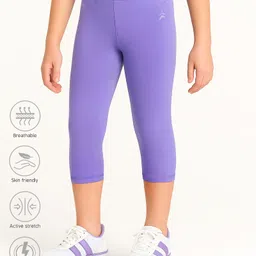 Pine Active Premium Knit Ultra Comfort Super Stretch Aero soft Capri Leggings - Purple-picture-27