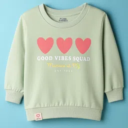 Pink Rabbit Looper Knit Full Sleeves T-Shirt with Heart & Text Graphic - Light Green-picture-28