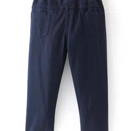 Babyhug Cotton Lycra Full Length Trouser - Navy Blue image 2