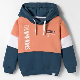 Teddy Fleece Knit Full Sleeves Winter Wear Hooded T-Shirt & Lounge Pant Set With Text Print - Rust Orange image 2