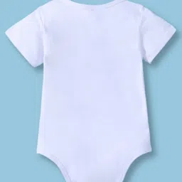 KNITROOT Christmas Theme Cotton Knit Half Sleeves Jesus Is The Reason For The Season Text Printed Onesie - White image 3