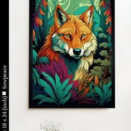 SOWPEACE Green & Purple 1 Piece Canvas Birds and Animals Wall Paintings-image-0