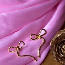 WEAVING HOMES Gold-Plated Bow Shaped Drop Earrings-image-25