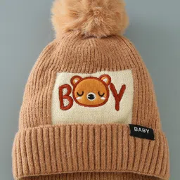 Babyhug Woolen Cap Gloves & Muffler Set - Brown image 5