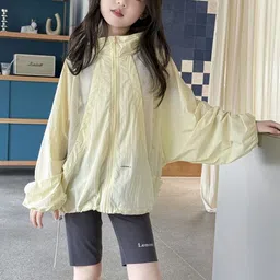 LULU & SKY Girls High Neck Mesh Panel Open Front Jacket image 3