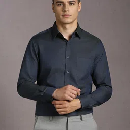 Louis Philippe Geometric Self Design Long Sleeves Pure Cotton Formal Shirt-image-38