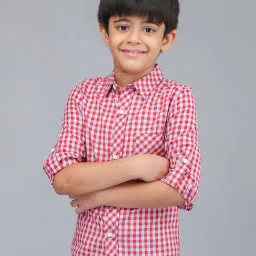 Biglilpeople Boys Red & White Cotton Checks Full Sleeves Shirts-image-47