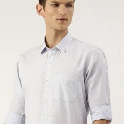 Peter England Blue Cotton Regular Fit Checks Shirt image 3