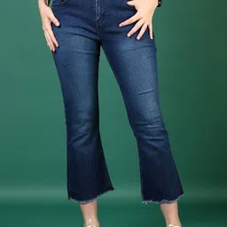 V-Mart Cotton Dobby Denim High-Rise Jeans-image-2