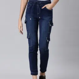 showoffff SHOWOFF Dark Blue Denim Slim Fit Mid Rise Jeans-picture-28