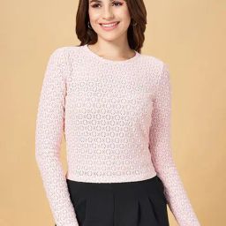 People by Pantaloons Pink Self Pattern Top-picture-17